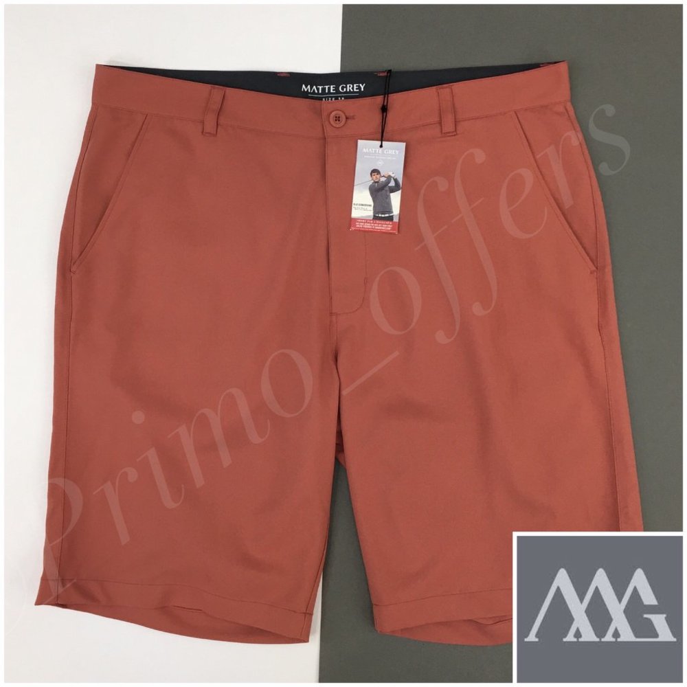 New Matte Grey Mens Golf Shorts Size 38 Lightweight Wayfarer Casual 10.5" Inseam